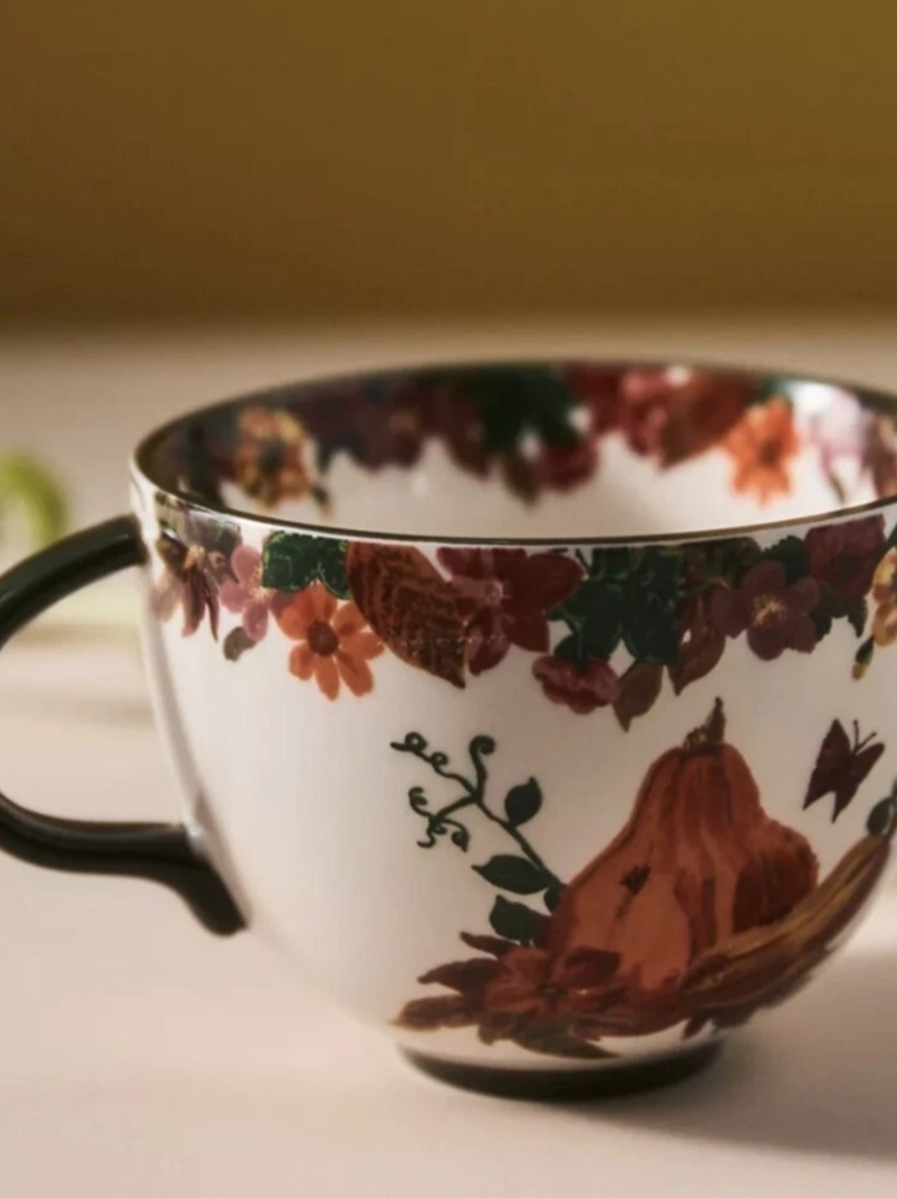 Autumn Gourds Floral Stoneware Teacup/Mug Nathalie Lété For Anthropologie